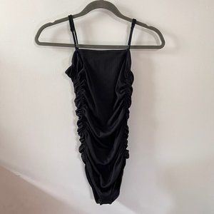 Free People Ruched Black Bodysuit